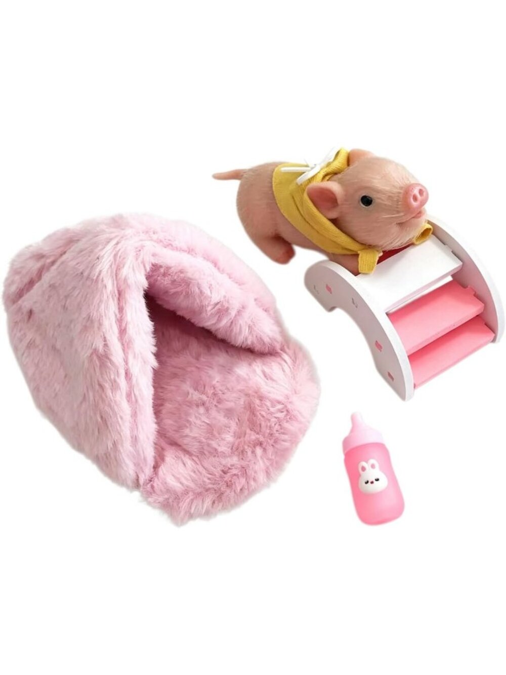 Adorable 5" Silicone Piglet Figurine Gift Set with Cute Accessories - Perfect